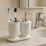 Kit De Pia Banheiro Lavabo 3 Peças Branco Em Cerâmica Luxo