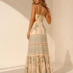 Vestido Feminino Com Fenda Estampa Floral Classico Elegante