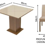 Sala Jantar Madesa Evelin Mesa Tampo Vidro Com 4 Cadeiras Cor Rustic/Crema/Imperial Desenho do tecido das cadeiras Liso