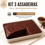 Kit Jogo 3 Assadeiras Antiaderentes Alta E Rasa Lazarin