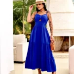 Vestido Longo Feminino Viscose E Crepe Com Bojo Moda Casual
