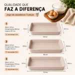 Kit Jogo 3 Assadeiras Antiaderentes Alta E Rasa Lazarin