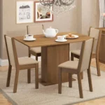Sala De Jantar Madesa Talita Mesa Tampo Madeira 4 Cadeiras