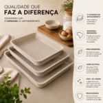 Kit Jogo 3 Assadeiras Antiaderentes Alta E Rasa Lazarin