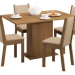 Sala De Jantar Madesa Talita Mesa Tampo Madeira 4 Cadeiras