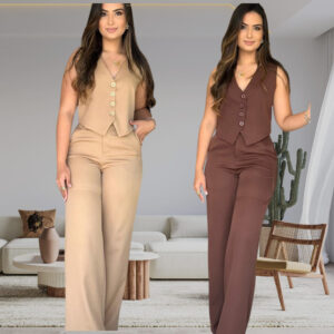 Conjunto em alfaiataria calça e colete