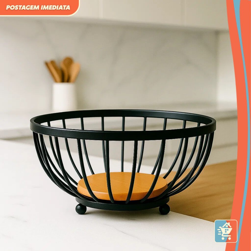 Fruteira de Mesa Estrutura em Ferro e MDF